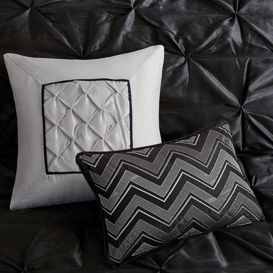 Laurel 7 Piece Tufted Comforter Set Black Queen Olliix.com