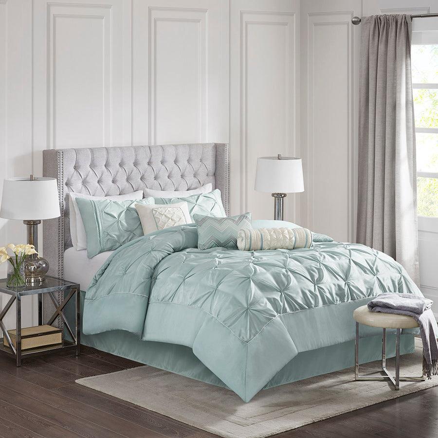 Laurel 7 Piece Tufted Comforter Set Seafoam Queen Olliix.com