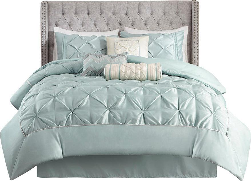 Laurel 7 Piece Tufted Comforter Set Seafoam Queen Olliix.com