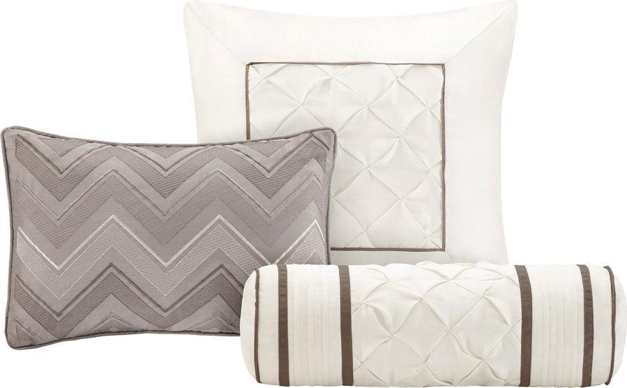 Laurel 7 Piece Tufted Comforter Set Taupe Queen Olliix.com