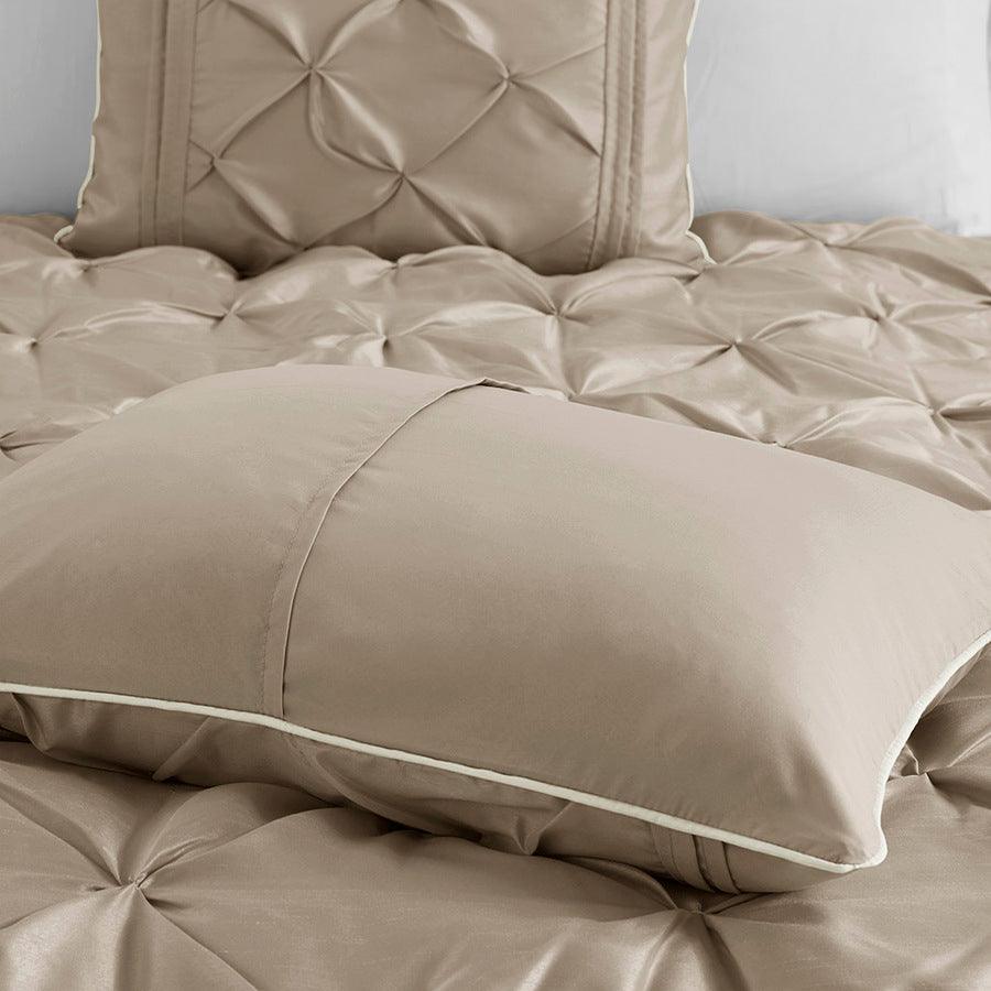 Laurel 7 Piece Tufted Comforter Set Taupe Queen Olliix.com