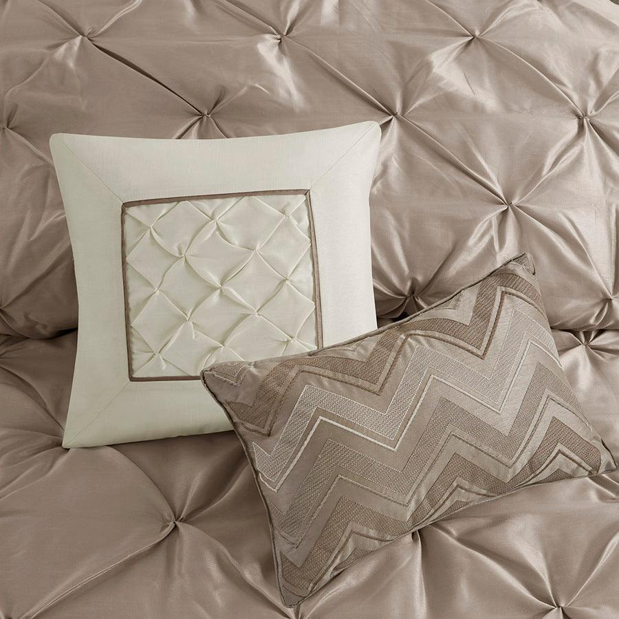 Laurel 7 Piece Tufted Comforter Set Taupe Queen Olliix.com