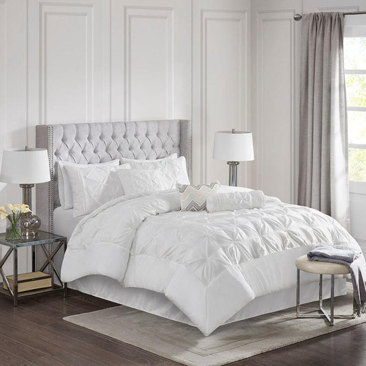 Laurel 7 Piece Tufted Comforter Set White Queen Olliix.com