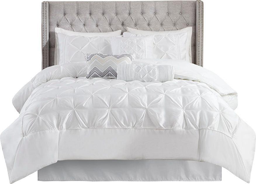 Laurel 7 Piece Tufted Comforter Set White Queen Olliix.com