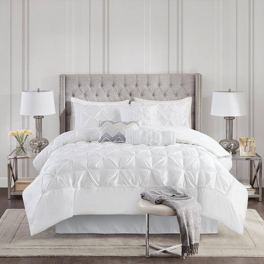 Laurel 7 Piece Tufted Comforter Set White Queen Olliix.com