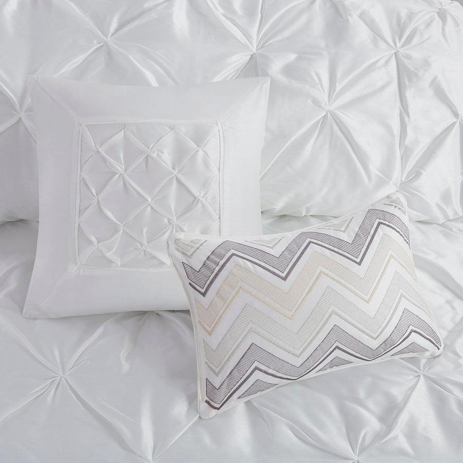 Laurel 7 Piece Tufted Comforter Set White Queen Olliix.com