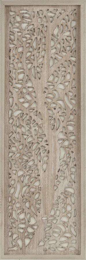 Laurel Branches Carved Wood Panel Wall Decor Natural Olliix.com