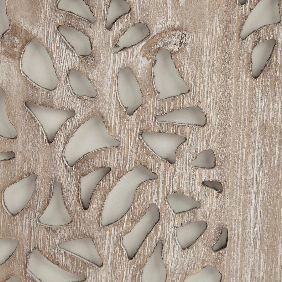 Laurel Branches Carved Wood Panel Wall Decor Natural Olliix.com