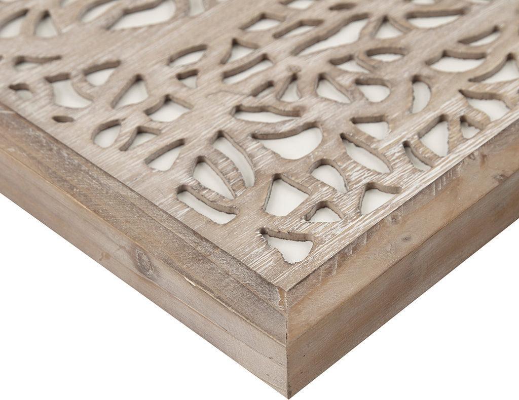 Laurel Branches Carved Wood Panel Wall Decor Natural Olliix.com