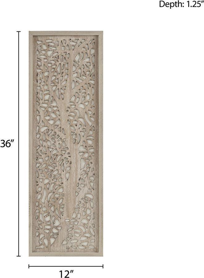 Laurel Branches Carved Wood Panel Wall Decor Natural Olliix.com