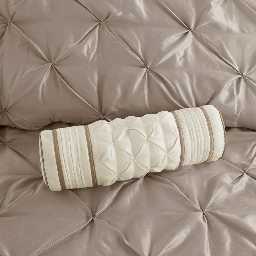 Laurel Coastal 7 Piece Tufted Comforter Set Taupe Cal King Olliix.com