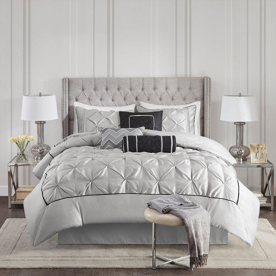 Laurel Full 7 Piece Tufted Comforter Set Gray Olliix.com