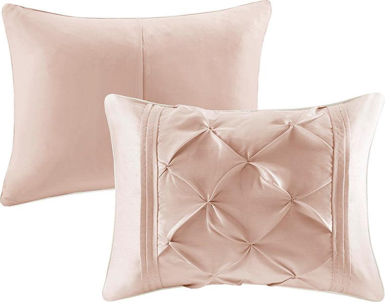 Laurel Glam 7 Piece Tufted Comforter Set Blush Cal King Olliix.com