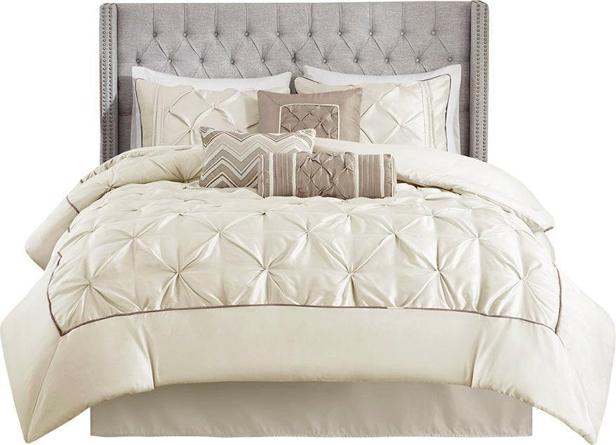 Laurel Global Inspired 7 Piece Tufted Comforter Set Ivory Full Olliix.com