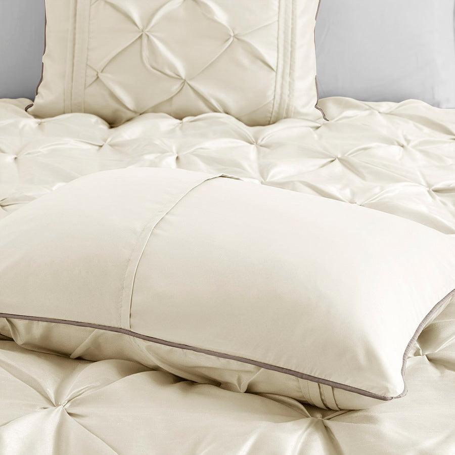 Laurel Global Inspired 7 Piece Tufted Comforter Set Ivory Full Olliix.com