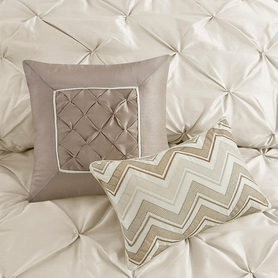 Laurel Global Inspired 7 Piece Tufted Comforter Set Ivory Full Olliix.com