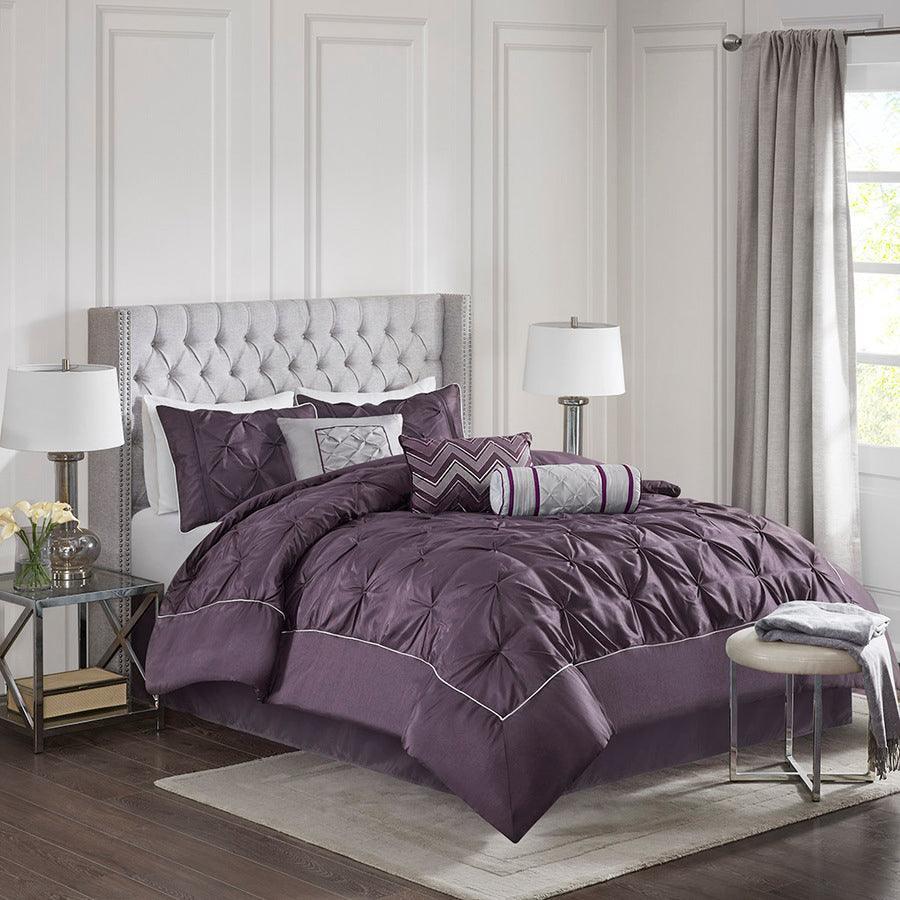 Laurel Global Inspired| 7 Piece Tufted Comforter Set Plum Queen Olliix.com