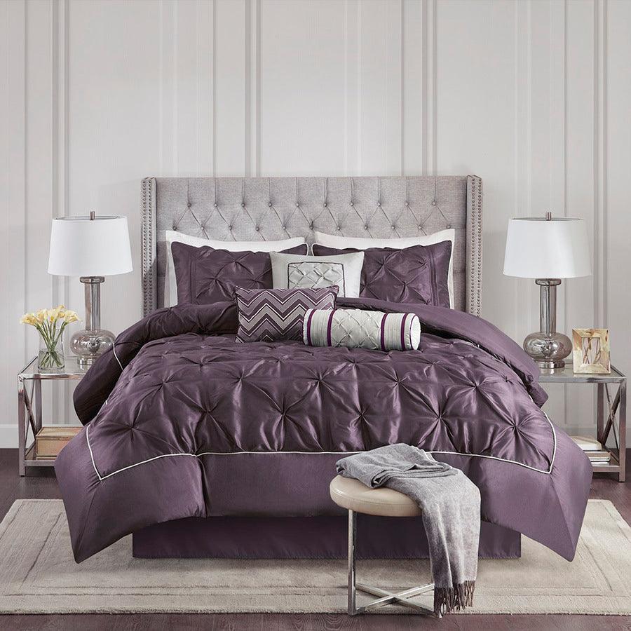 Laurel Global Inspired| 7 Piece Tufted Comforter Set Plum Queen Olliix.com