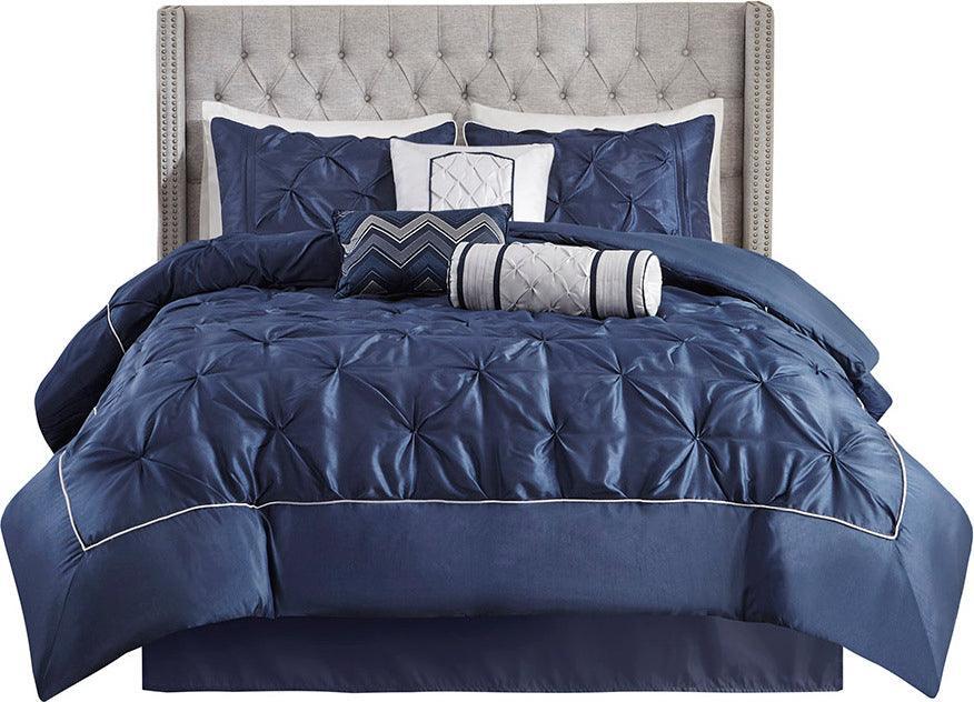 Laurel Queen 7 Piece Tufted Comforter Set Navy Olliix.com