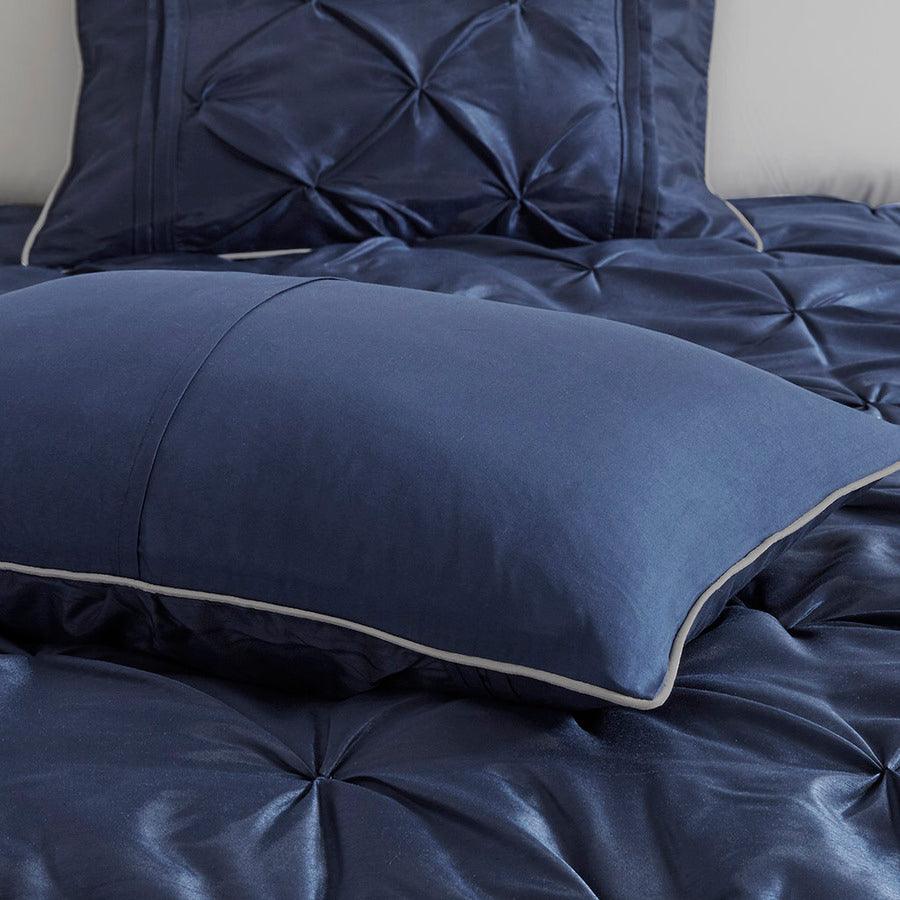 Laurel Queen 7 Piece Tufted Comforter Set Navy Olliix.com