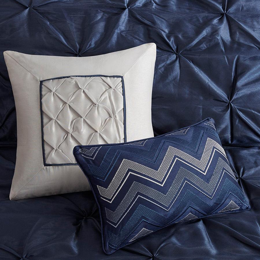 Laurel Queen 7 Piece Tufted Comforter Set Navy Olliix.com