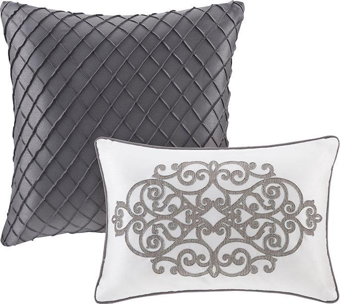 Lavine King 12 Piece Glam & Luxury Complete Bed Set Silver Olliix.com