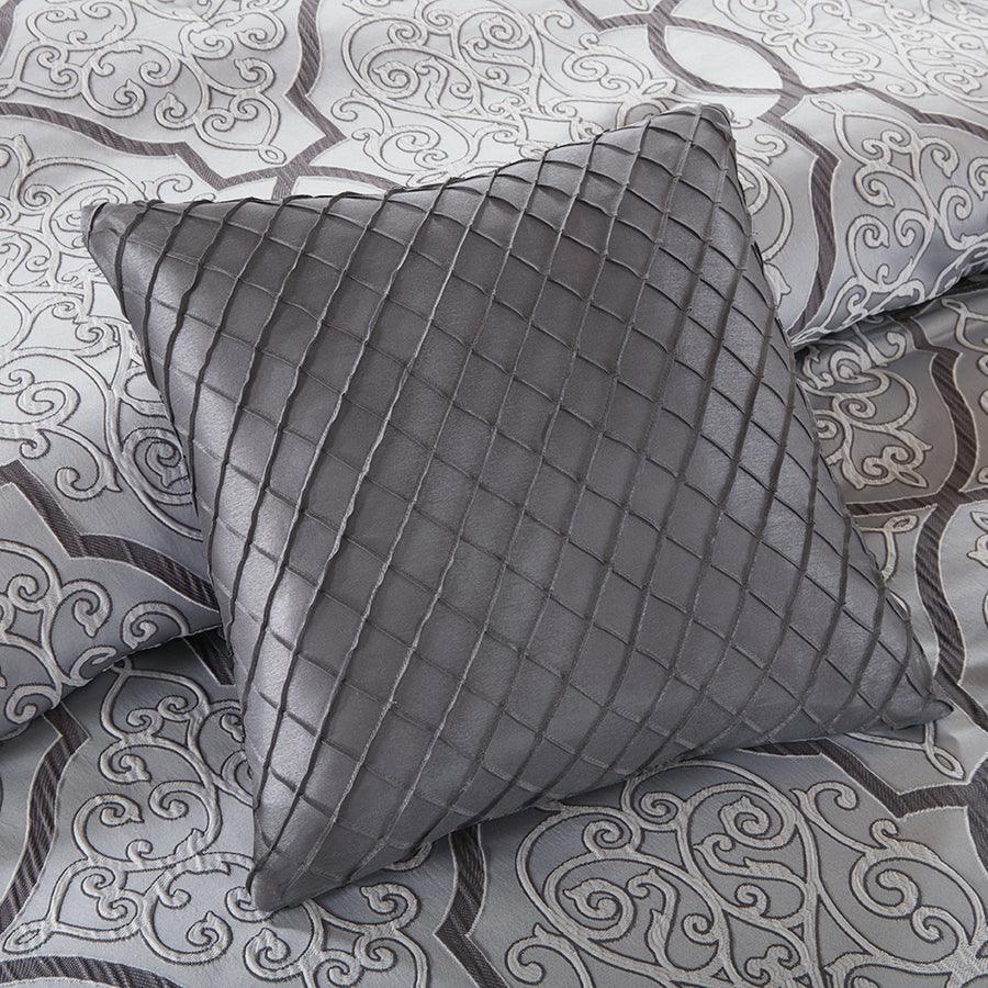 Lavine Queen 12 Piece Complete Glam & Luxury Bed Set Silver Olliix.com