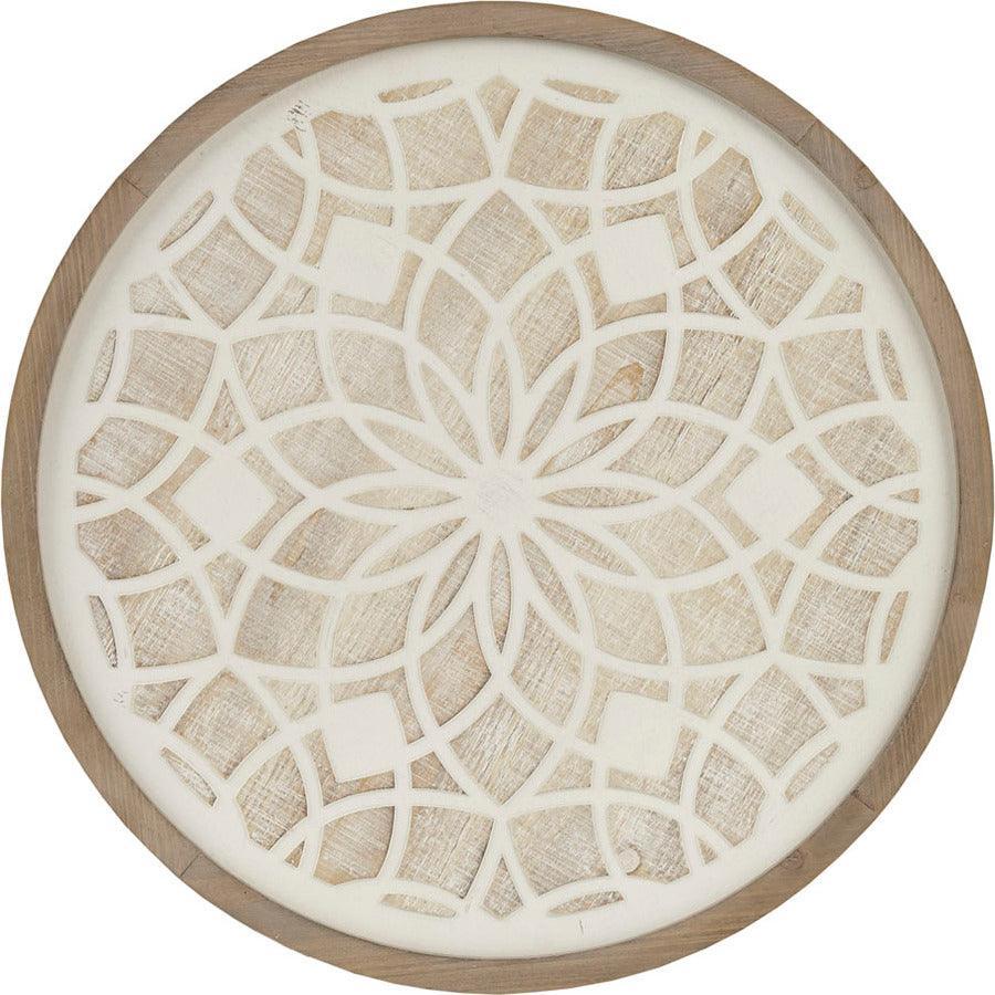 Leah Medallion Wood Wall Decor Natural & White Olliix.com