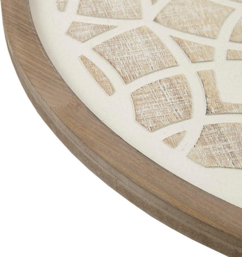 Leah Medallion Wood Wall Decor Natural & White Olliix.com