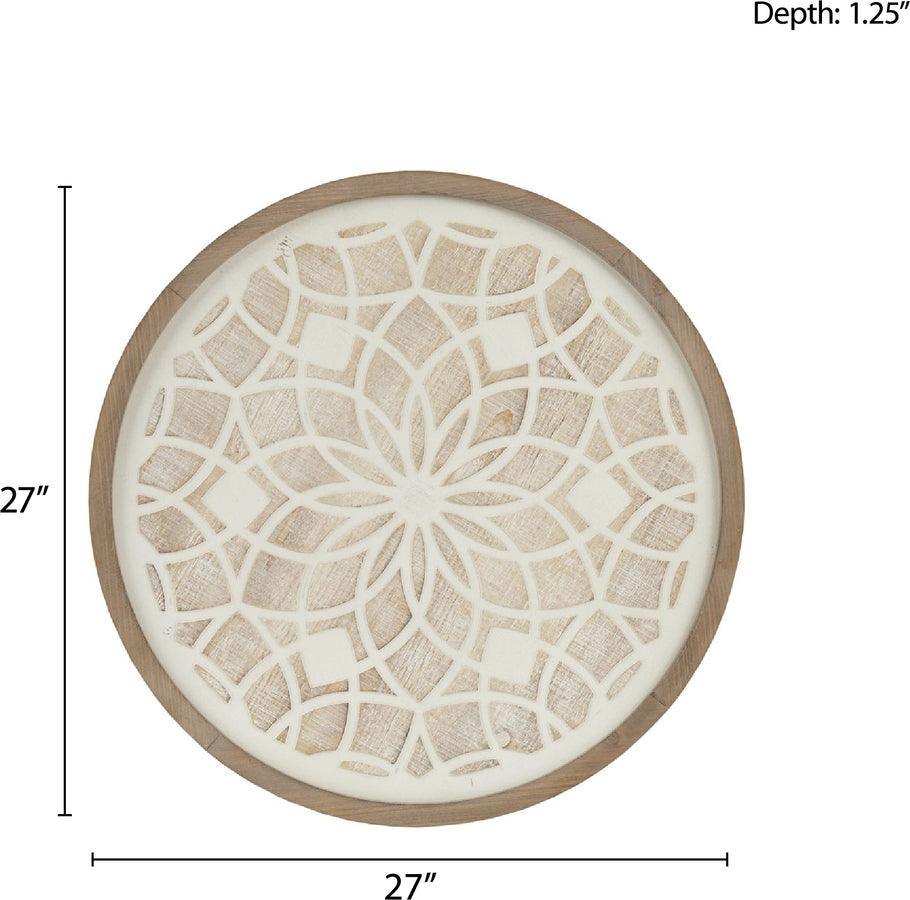 Leah Medallion Wood Wall Decor Natural & White Olliix.com