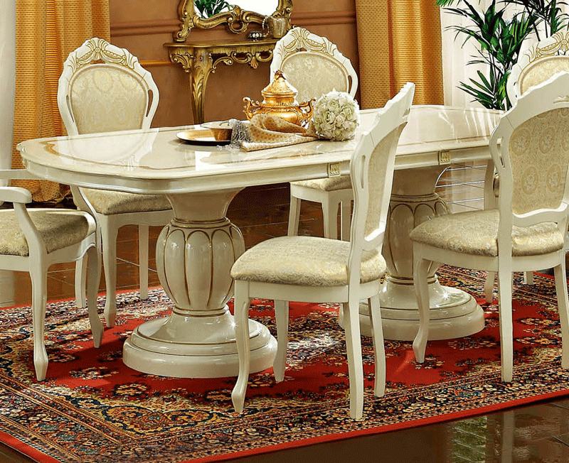 ESF Furniture - Leonardo 18" Extension Dining Table in Ivory - LEONARDOTABLE ESF Furniture