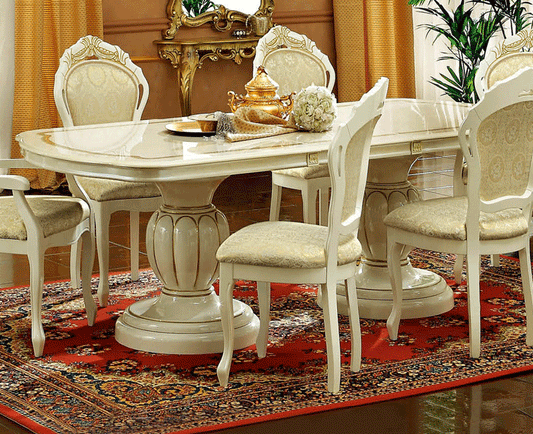 ESF Furniture - Leonardo 18" Extension Dining Table in Ivory - LEONARDOTABLE ESF Furniture