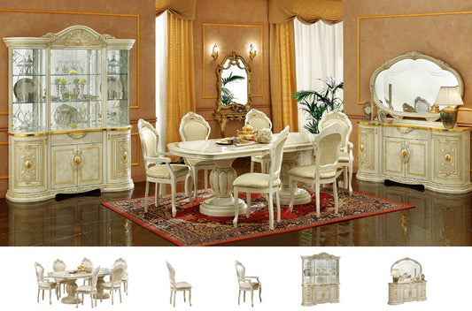 ESF Furniture - Leonardo 10 Piece Dining Table Set in Ivory - LEONARDOTABLE-10SET ESF Furniture