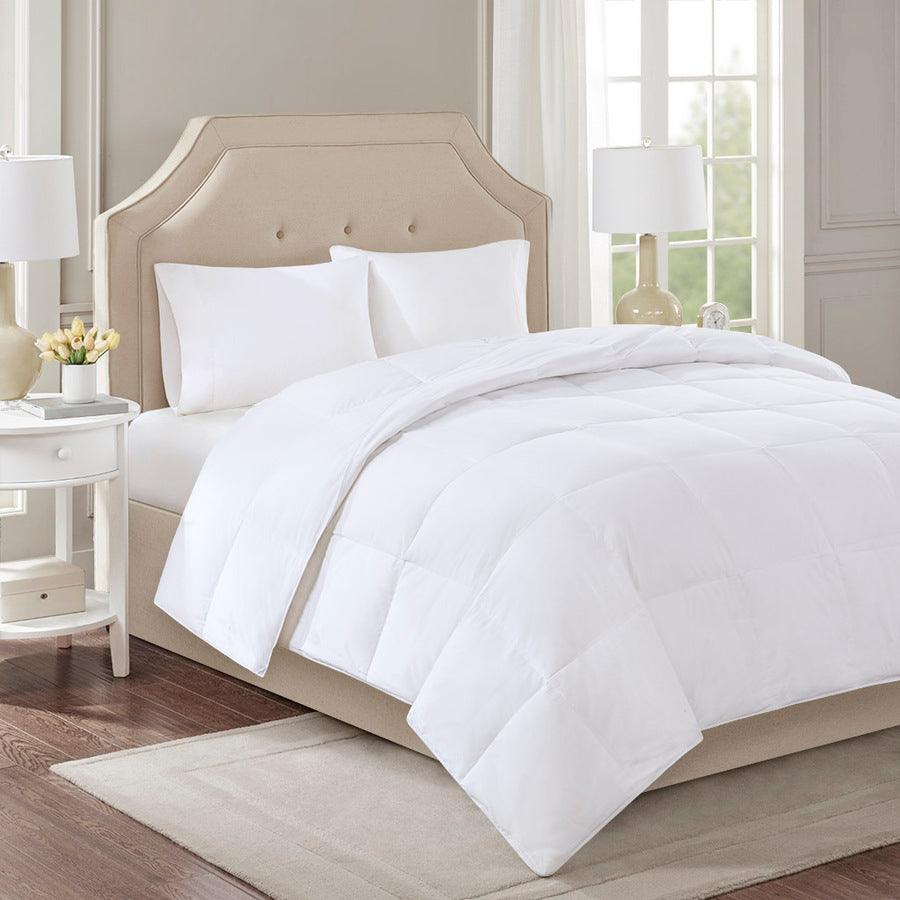 Level Full/Queen 2 300 TC Cotton Sateen Down Comforter with 3M Scotchgard White Olliix.com