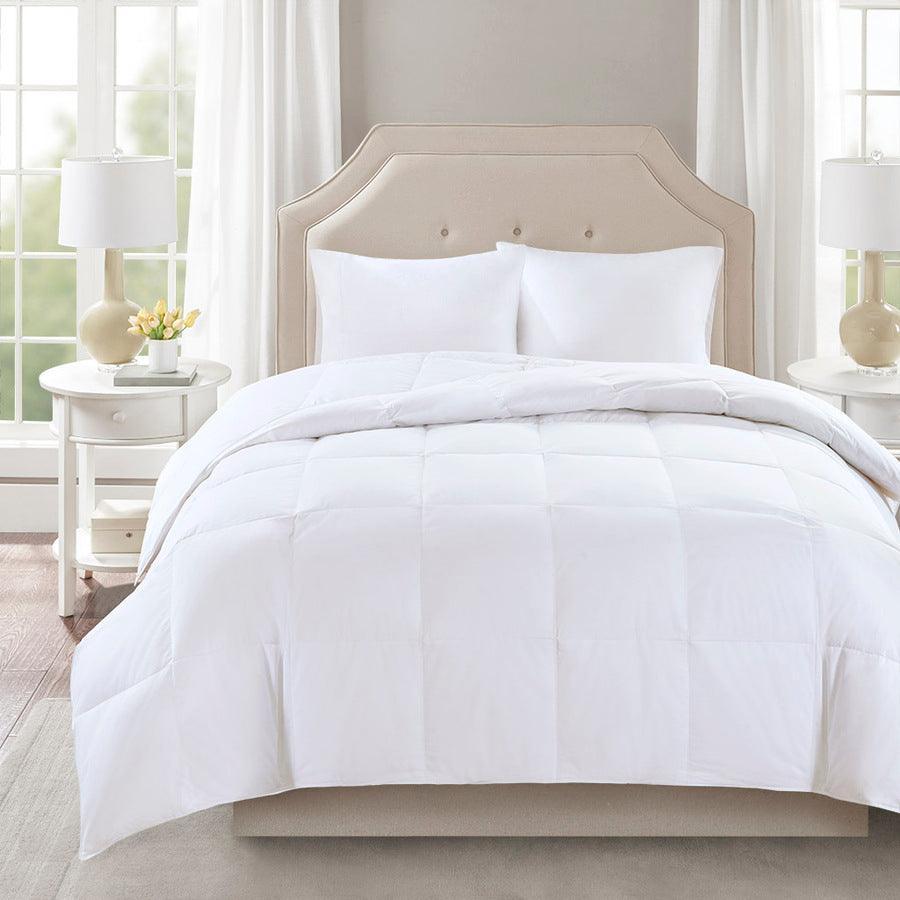 Level Full/Queen 2 300 TC Cotton Sateen Down Comforter with 3M Scotchgard White Olliix.com