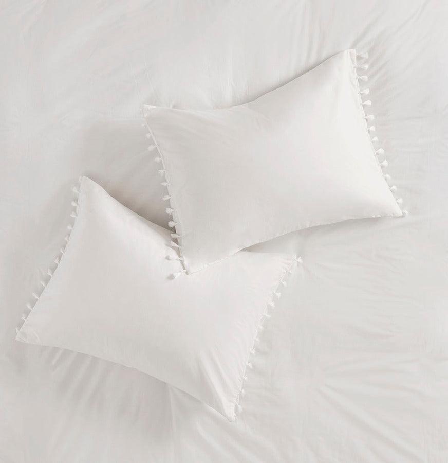 Lillian Casual Cotton Duvet Cover Set Full/Queen Ivory Olliix.com