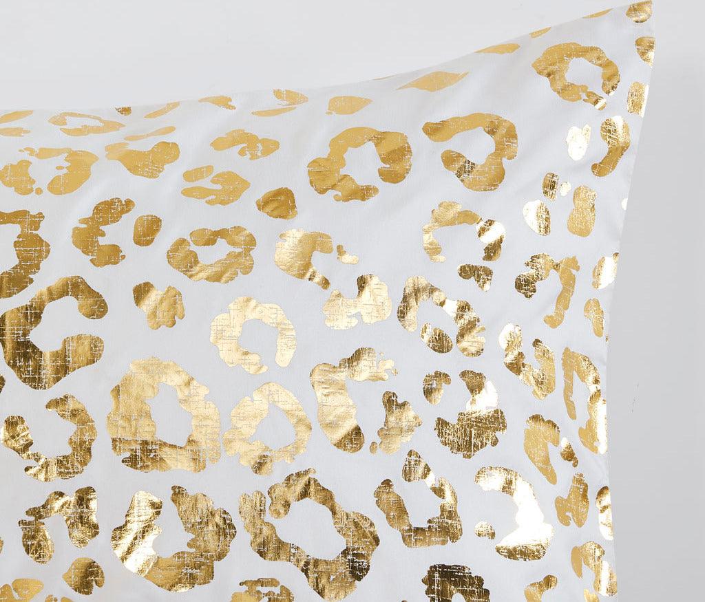 Lillie Metallic Animal Printed Comforter Set Ivory & Gold Full/Queen Olliix.com