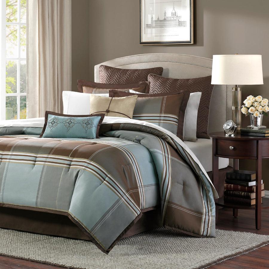 Lincoln 18 " W Square 8 Piece Comforter Set Brown King Olliix.com