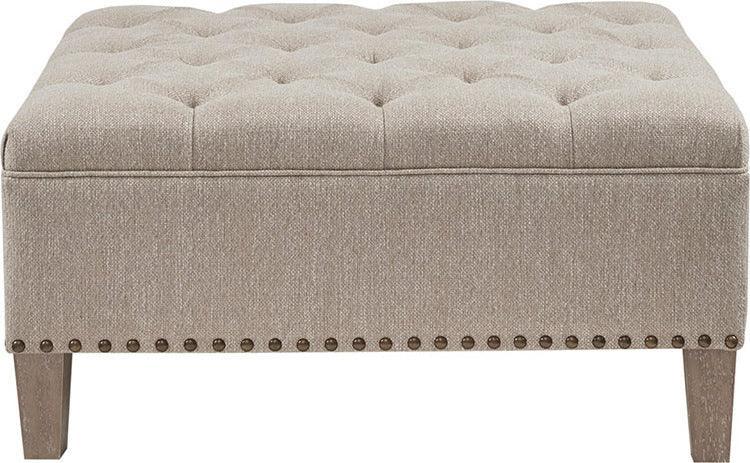 Lindsey Traditional Tufted Square Cocktail Ottoman 35.5"W x 35.5"D x 18.5"H Taupe Olliix.com