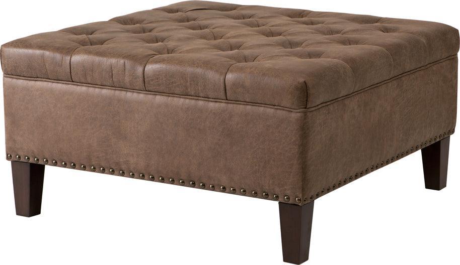 Lindsey Traditional Tufted Square Cocktail Ottoman 35.5W x 35.5D x 18.5H" Brown Olliix.com