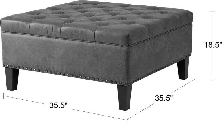 Lindsey Traditional Tufted Square Cocktail Ottoman 35.5W x 35.5D x 18.5H" Brown Olliix.com