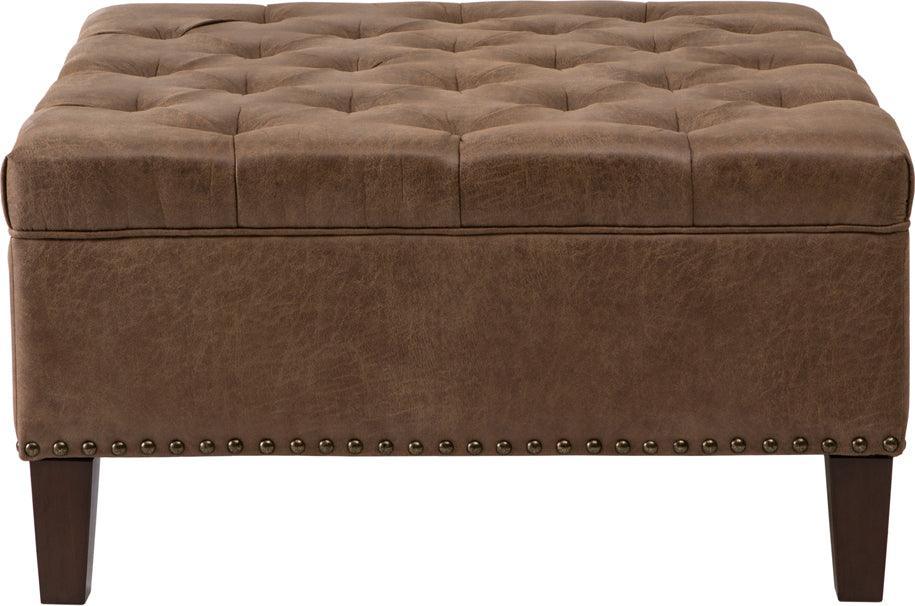 Lindsey Traditional Tufted Square Cocktail Ottoman 35.5W x 35.5D x 18.5H" Brown Olliix.com