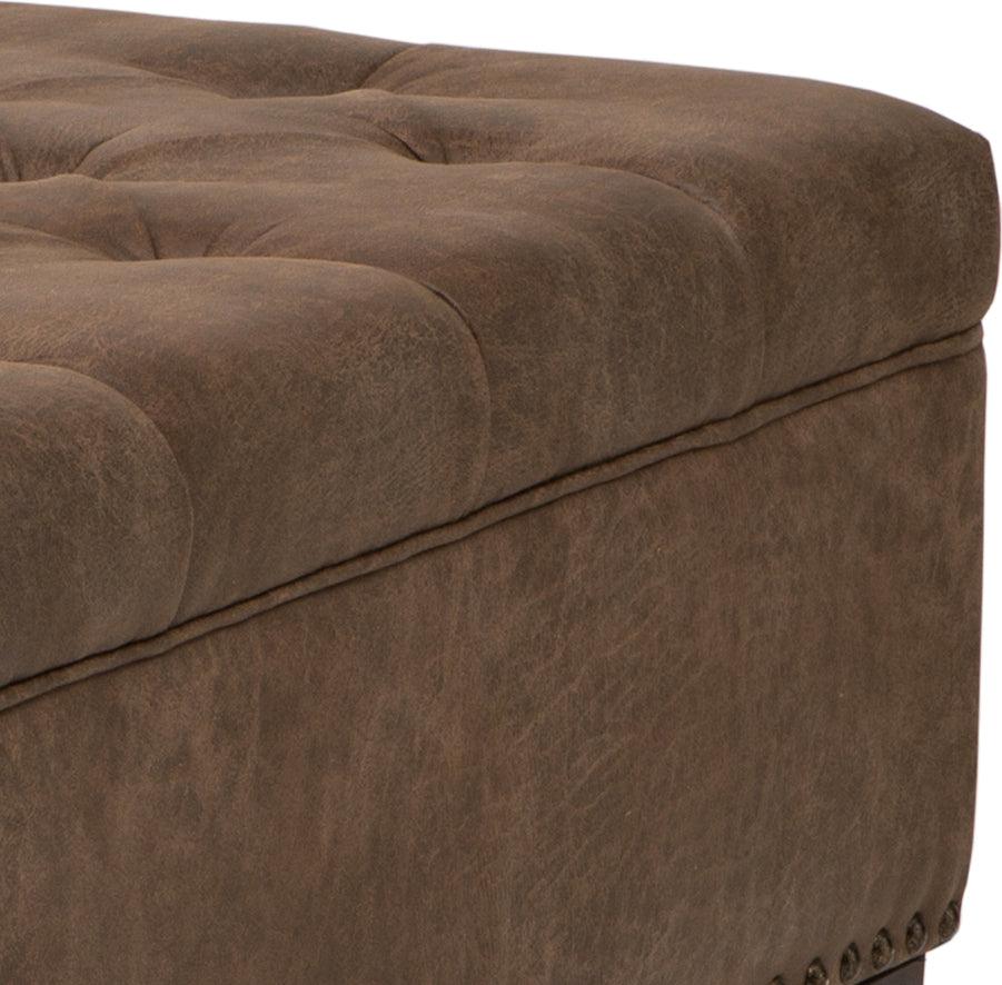 Lindsey Traditional Tufted Square Cocktail Ottoman 35.5W x 35.5D x 18.5H" Brown Olliix.com