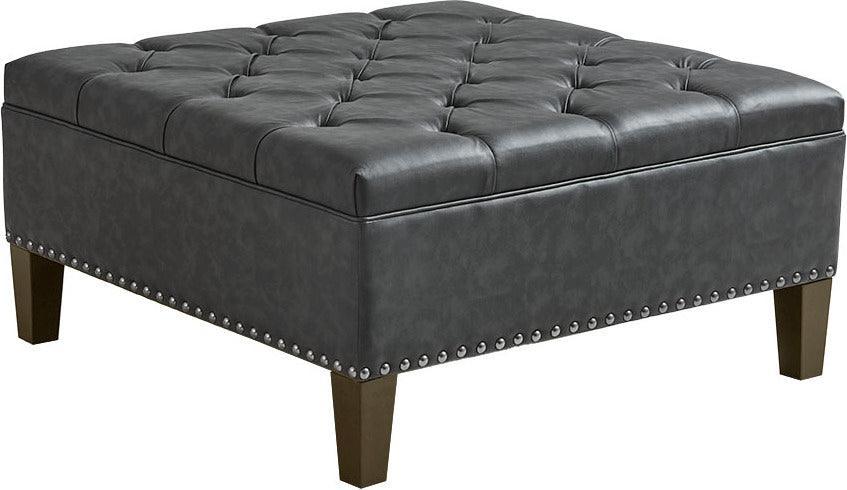 Lindsey Tufted Square Cocktail Ottoman Charcoal Olliix.com