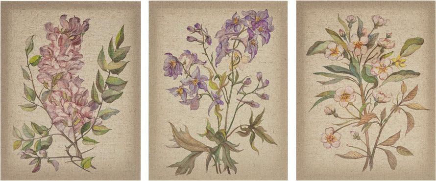 Linen Botanicals Printed Linen Canvas Multicolor (  Set of 3) Olliix.com