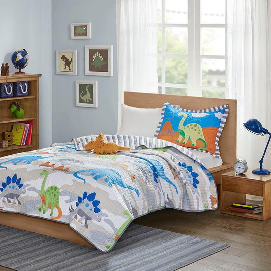 Little Twin Foot Dinosaur Reversible Coverlet Set Multicolor Olliix.com