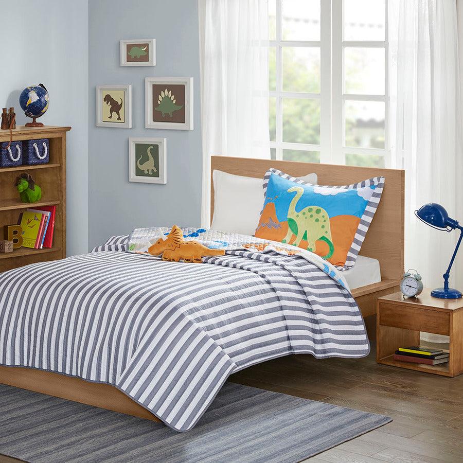 Little Twin Foot Dinosaur Reversible Coverlet Set Multicolor Olliix.com