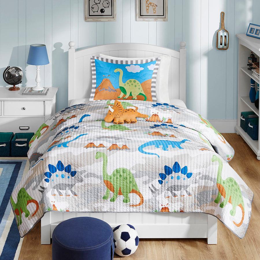 Little Twin Foot Dinosaur Reversible Coverlet Set Multicolor Olliix.com