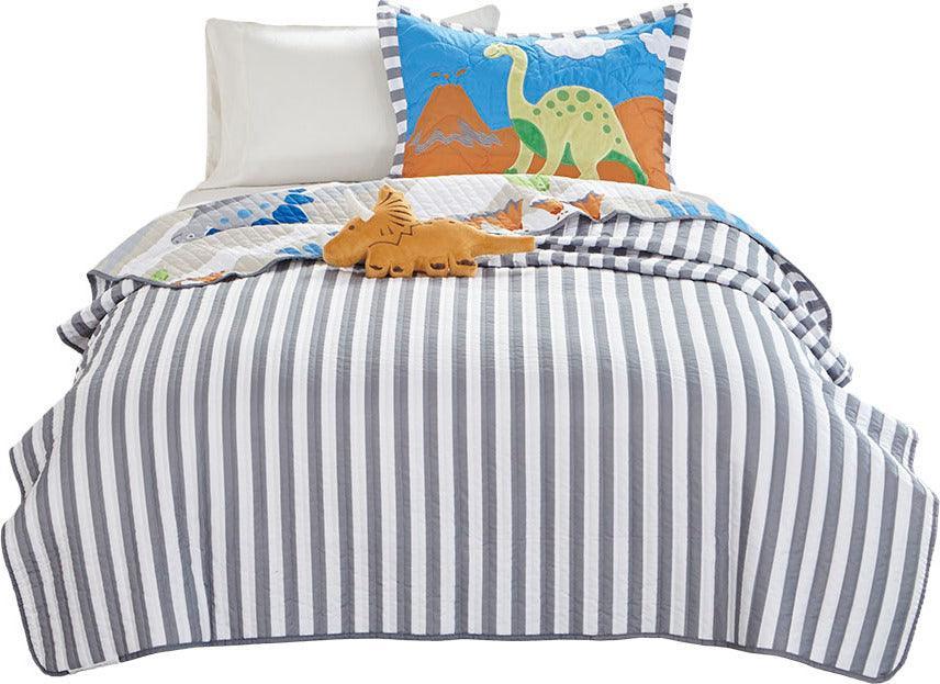 Little Twin Foot Dinosaur Reversible Coverlet Set Multicolor Olliix.com