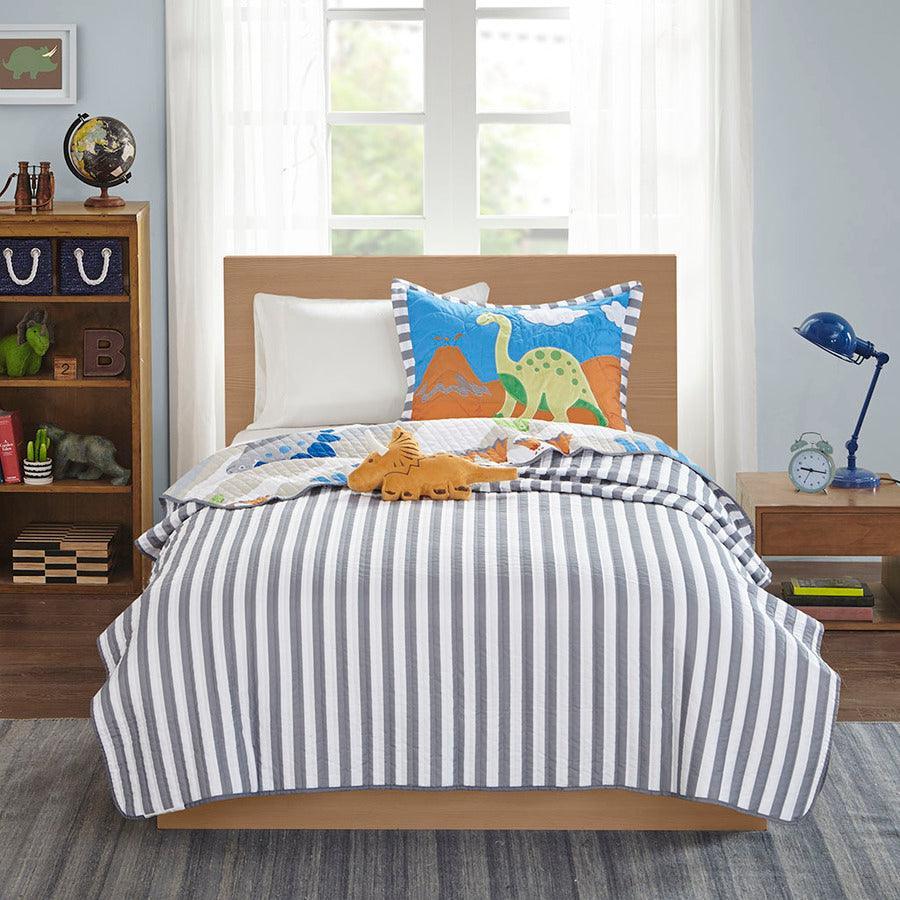 Little Twin Foot Dinosaur Reversible Coverlet Set Multicolor Olliix.com